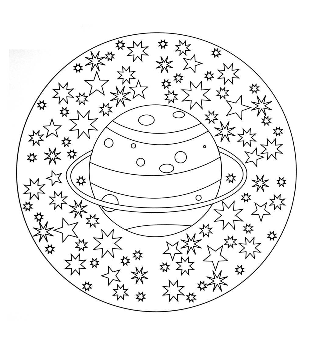 Coloriage Free Mandala To Color Planet Stars - Mandala à imprimer